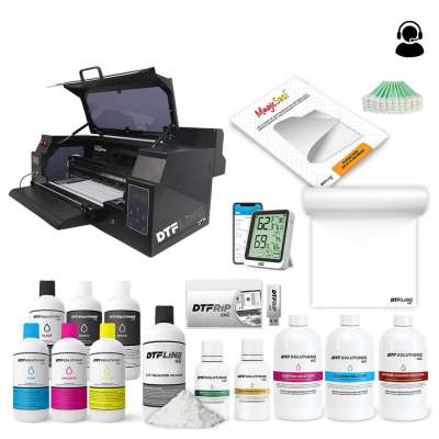 DTFLine VANTAGE II 14 inch DTF Printer (includes 14" DTF Printer with Dual Epson F1080 Printheads, Roll Feeder, Cutter and Supplies Bundle - White Ink Circulation System, Vacuum, RIP Software, 1 Liter DTF ink, 1.75lb DTF Powder, 100m DTF Roll, Training and Onboarding)