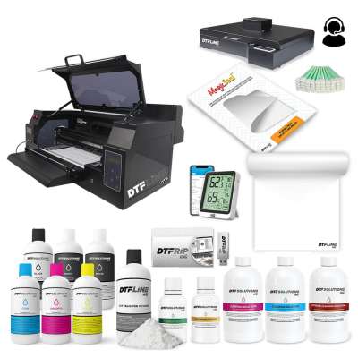 DTFLine VANTAGE II MAX 14 inch DTF Printer (includes 14" DTF Printer with Dual Epson I1600 Printheads, Roll Feeder, Cutter, Heat Station and Supplies Bundle - White Ink Circulation System, Vacuum, RIP Software, 6 Liters DTF ink, 3.5lb DTF Powder, 100m DTF Roll, Training and Onboarding)