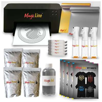 MagicLine ONE Complete HTF Printing Bundle - Includes Printer, Consumables for 100 Shirts