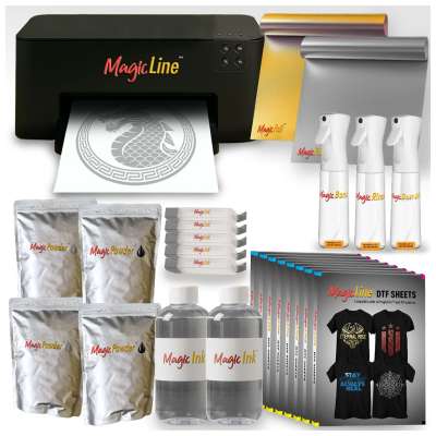 MagicLine ONE Complete HTF Printing Bundle - Includes Printer, Consumables for 400 Shirts